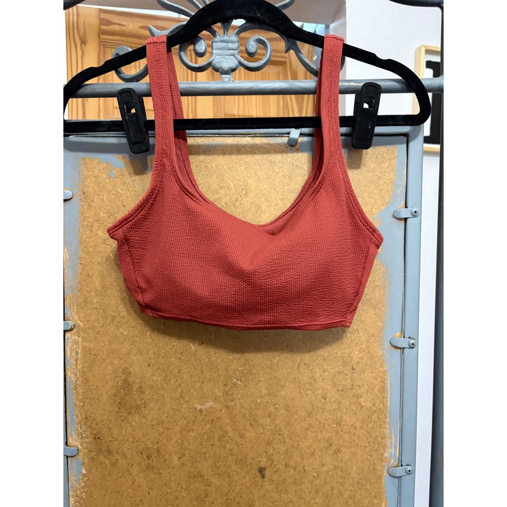Xhilaration Rust Red Textured Waffle Knit Triangle Bikini Top Medium